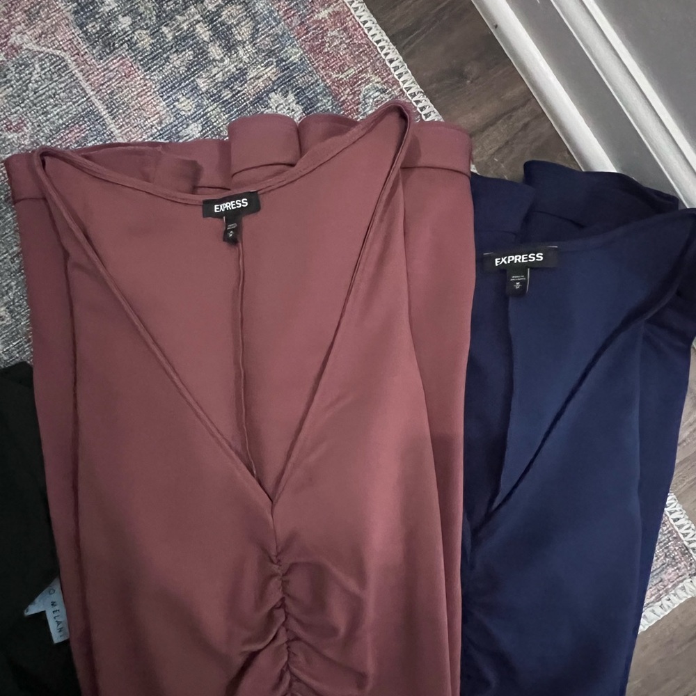 Express Elegant Dresses in Maroon and Deep Blue. No tag 2for $15.